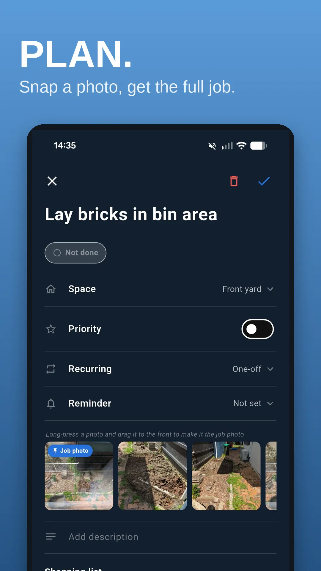 Jib app screen: Snap a photo, get the full job